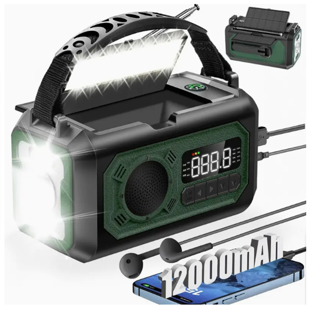 Emergency Radio Solar - 12000 mAh Weerradio AM/FM/NOAA Multifunctionele radio