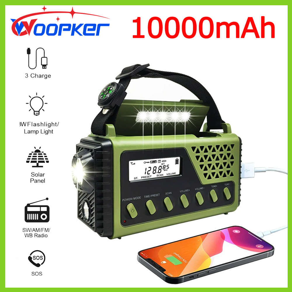 Emergency Radio Solar - Woopker Radio SY-1199 10000mAh Multifunctionele FM-noodradio