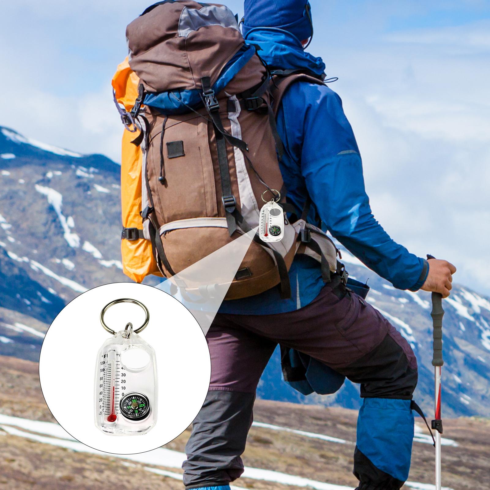 Outdoor Adventure Guide - Draagbare buiten-sleutelhanger met kompas en thermometer,