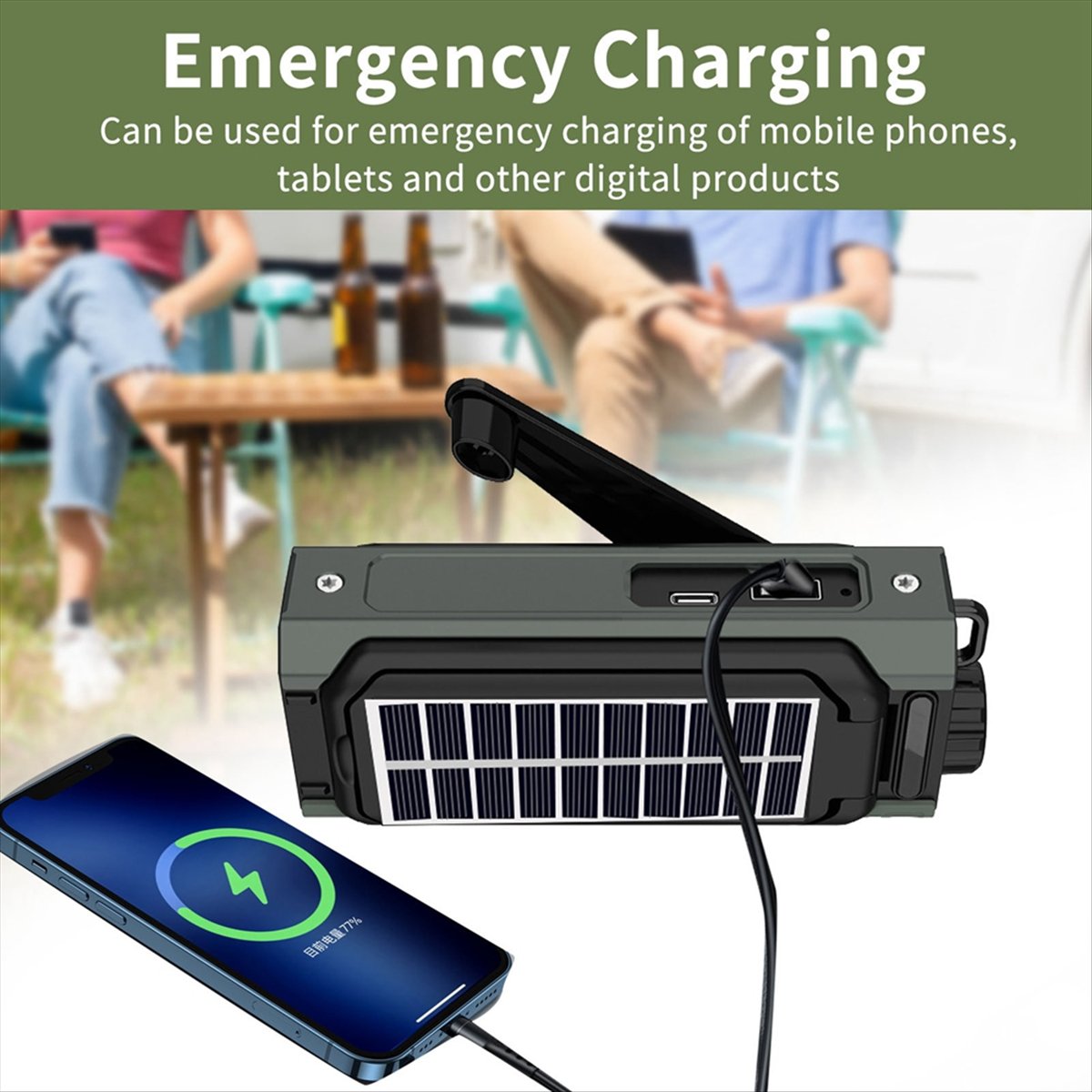 Emergency Radio Solar - A26Z draagbare zonne-energi radio, noodhanddynamo radio,