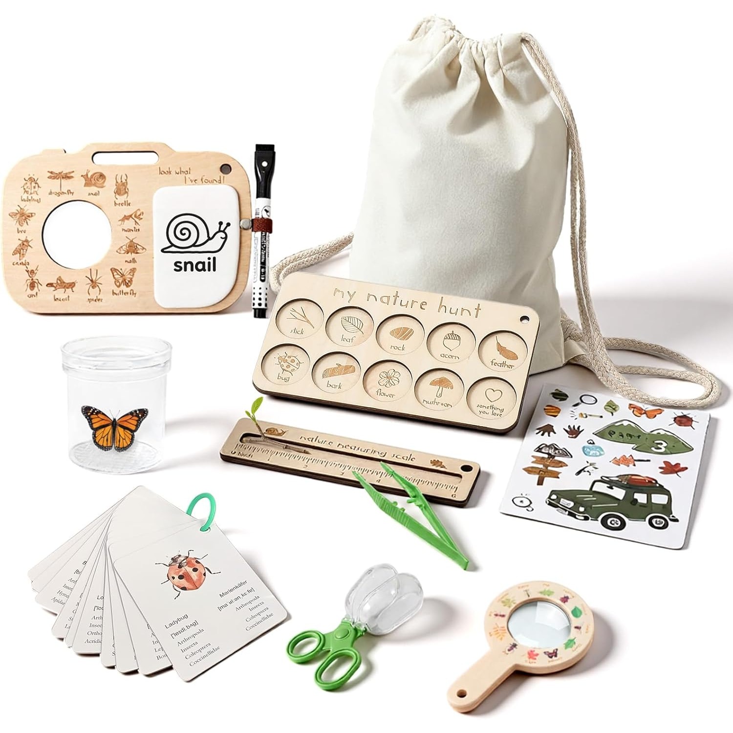Outdoor Adventure Kit For Kids - Insectenvangset voor kinderen met insectenbox, leerkaarten