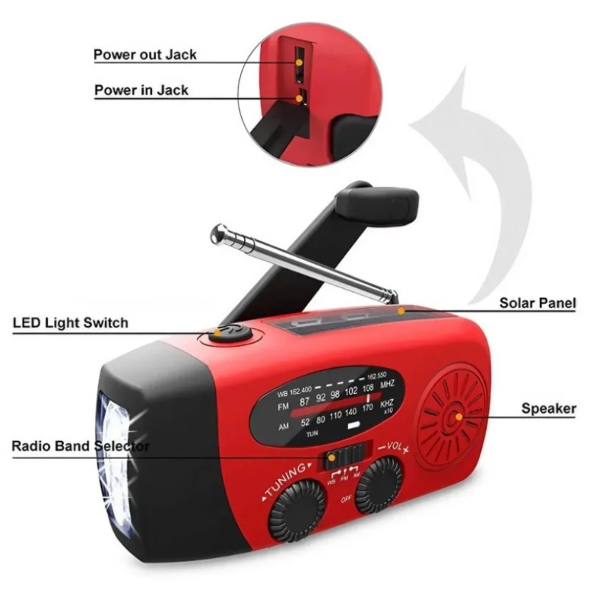Multifunctionele zonne-aangedr - Emergency Radio Solar recensie en prijs
