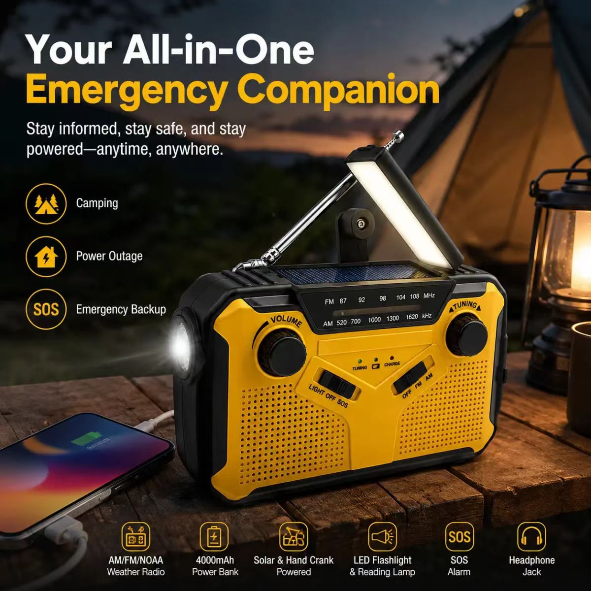 Draagbare AM/FM-zonneradio met - Emergency Radio Solar recensie en prijs